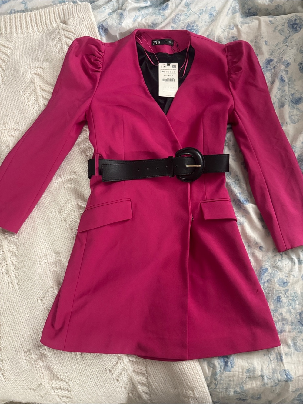 Zara Fuchsia Blazer Dress with Black Belt
